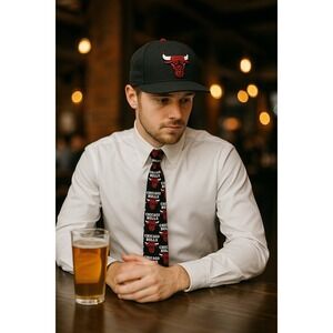 Vintage RM Sport Men's Neck Tie 100% Silk Chicago Bulls NBA Logo Basketball 57"